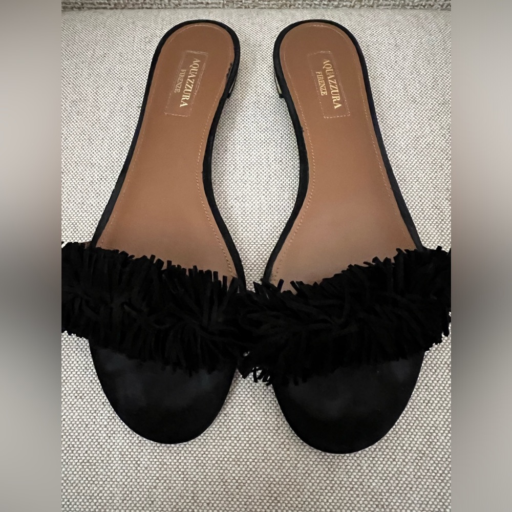 Aquazzura suede black slides. Sz. 38 IT.